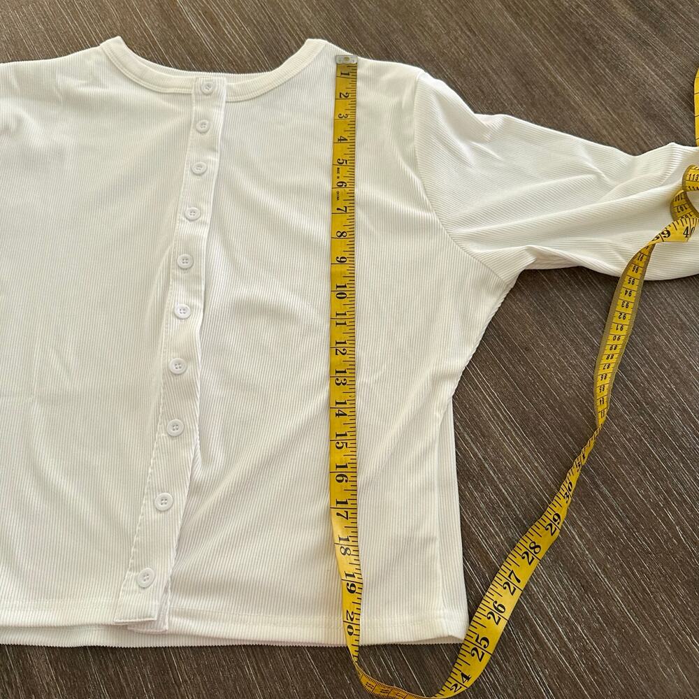 Women White Lightweight Ribbed Button Front Long Sleeve Cardigan XXL NWOT - Picture 5 of 8